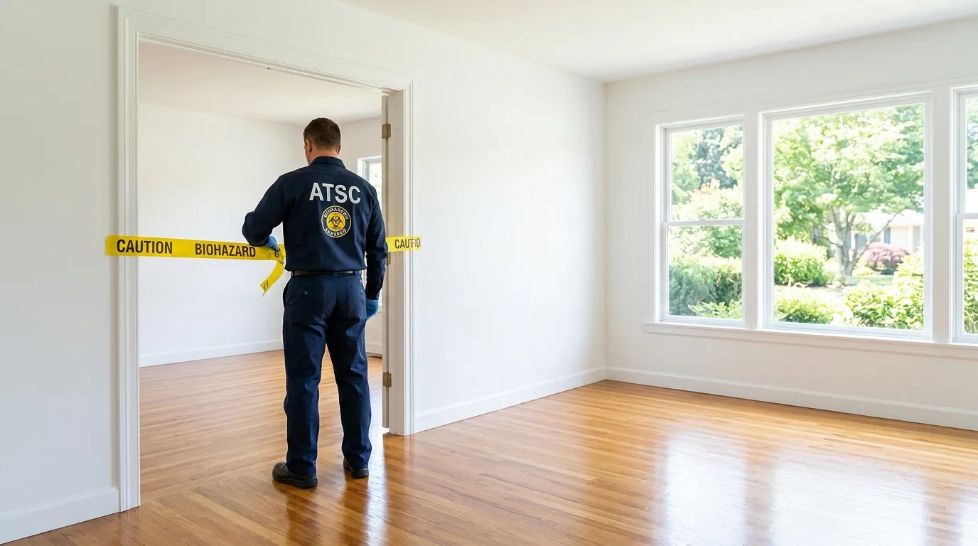 Certified biohazard cleanup crew performing Trauma Scene Cleanup in Lindenhurst